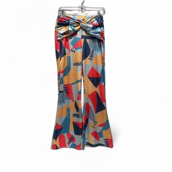 Ei8th Hour Colorful Abstract Patterned Flare Pants Sz UK 10 / US 6 - Picture 1 of 5